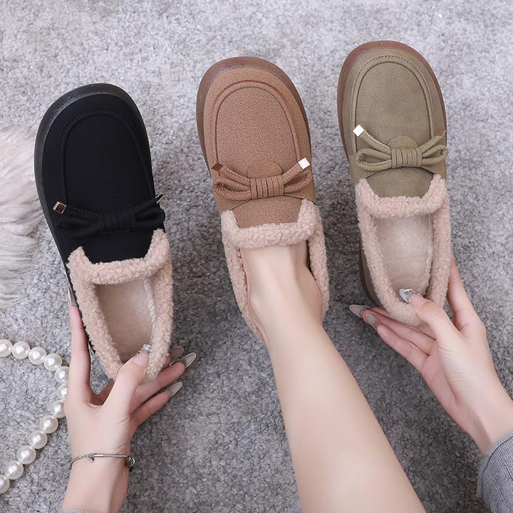 棉鞋女冬季新款加绒加厚保暖雪地靴一蹬妈妈鞋厚底百搭棉靴马臀皮