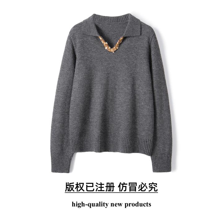 奢姿大码女装2025秋季减龄粗花边设计翻领织衫胖妹妹时尚百搭上衣