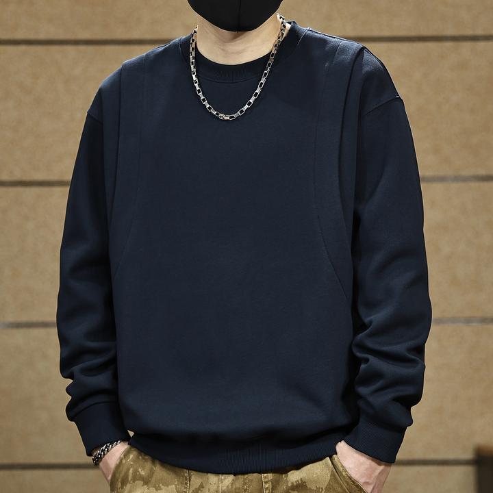 高端美式重磅拼接卫衣男士长袖秋季2025新款潮牌宽松大码休闲上衣