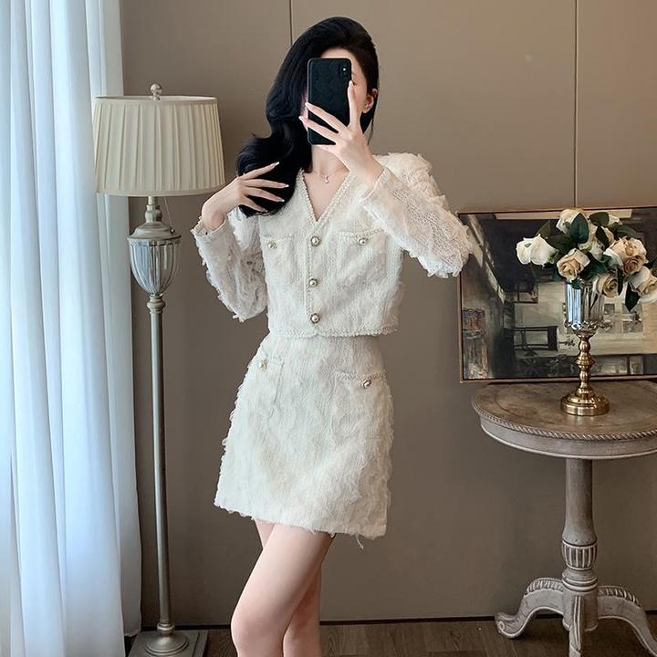 秋季法式高级感名媛千金风套装裙女小众设计御姐气质小香风两件套