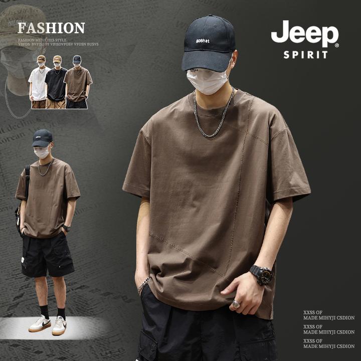 JEEPSPIRIT重磅260g短袖t恤男夏季半袖体恤纯色大码男款服装专卖