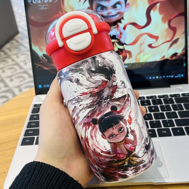 哪吒水杯儿童6-12岁上学用保温杯爆款2025新款不锈钢大容量吸管杯
