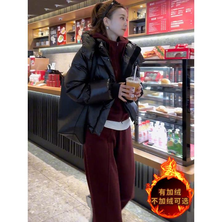 时尚休闲运动套装女秋冬款洋气减龄气质拉链连帽卫衣直筒裤两件套