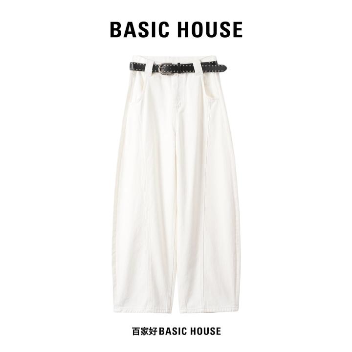 Basic House/百家好弯刀牛仔裤女2025年新款百搭阔腿长裤P552 QY
