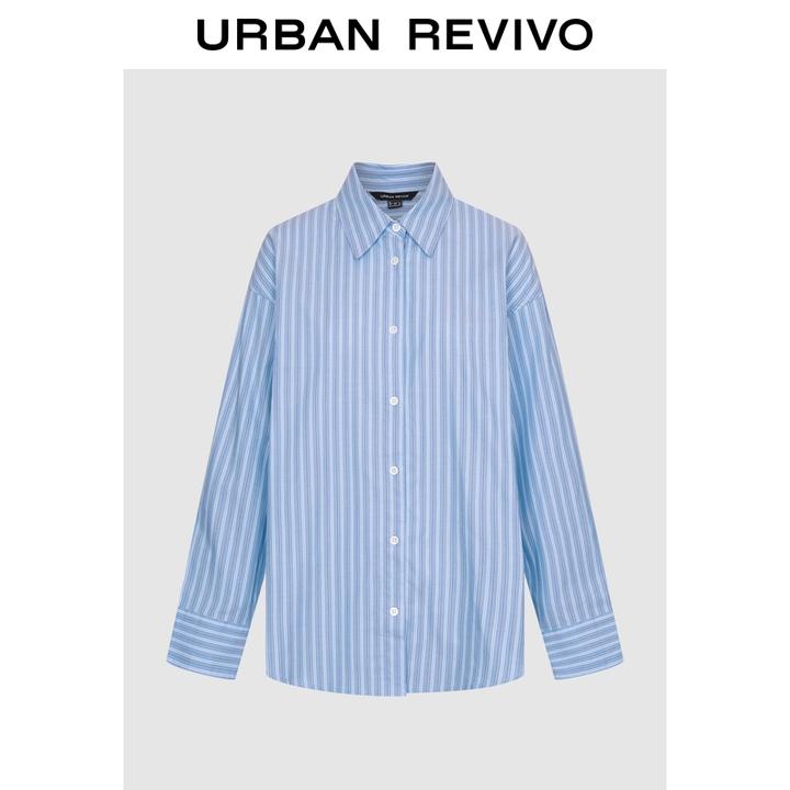 UR2025秋季新款女装高智感气质竖条纹长袖开襟衬衫UWM250140