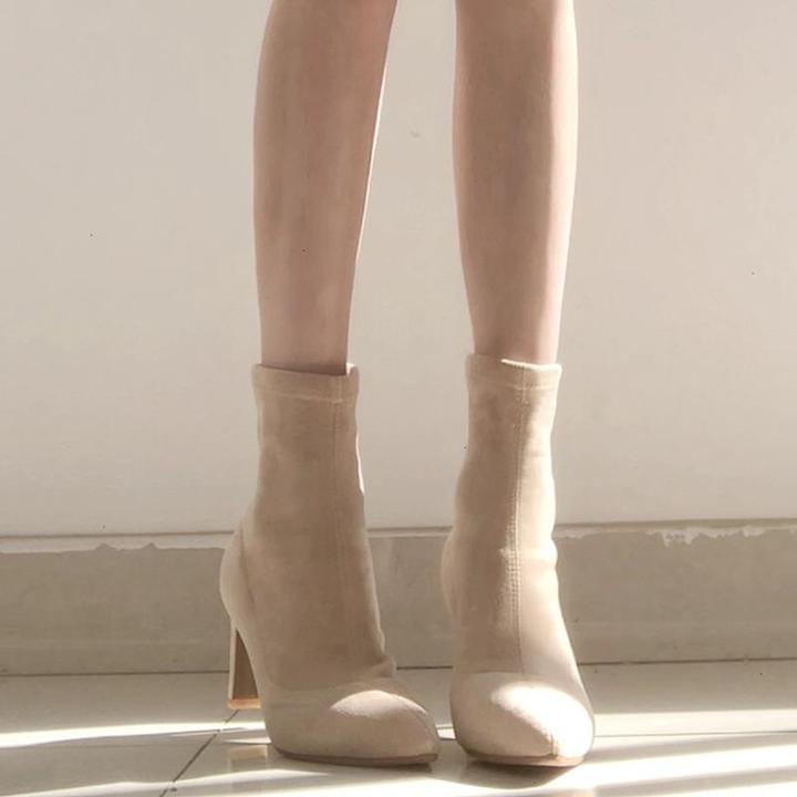 【CBMT旗舰店】弹力袜靴女2025新款绒面瘦瘦靴短靴女春秋马丁靴女