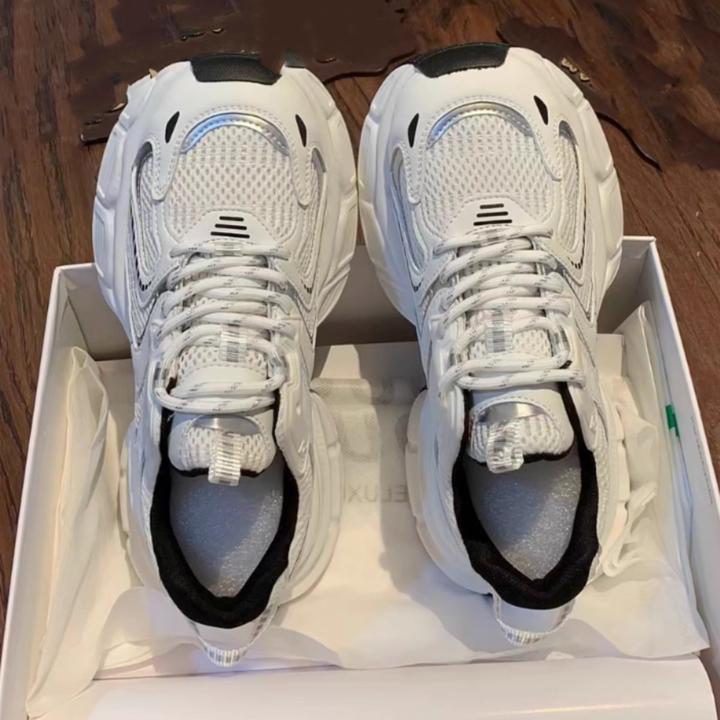 赵露思同款白银老爹鞋女2025夏季新款时尚厚底增高网面透气休闲鞋