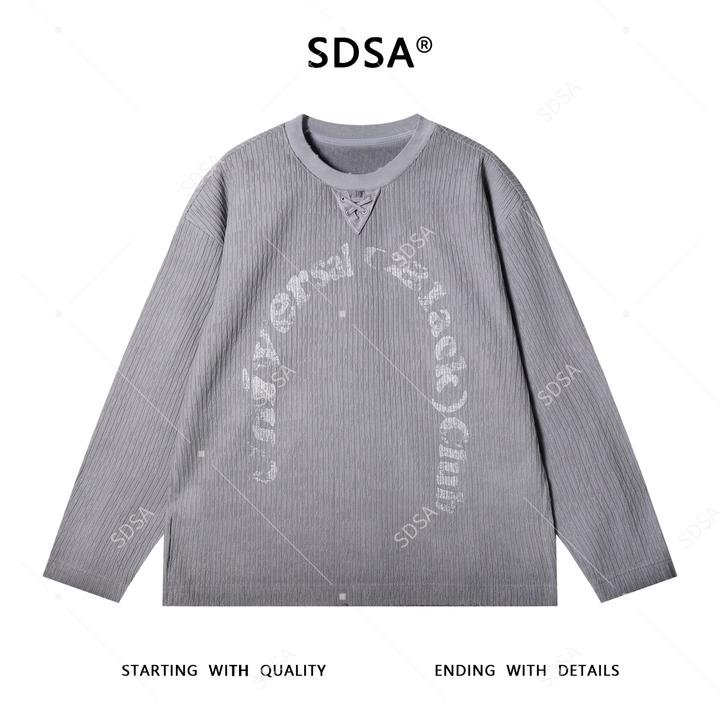 SDSA男士秋冬新款痞帅男装潮牌渐变印花字母圆领卫衣百搭时尚上衣