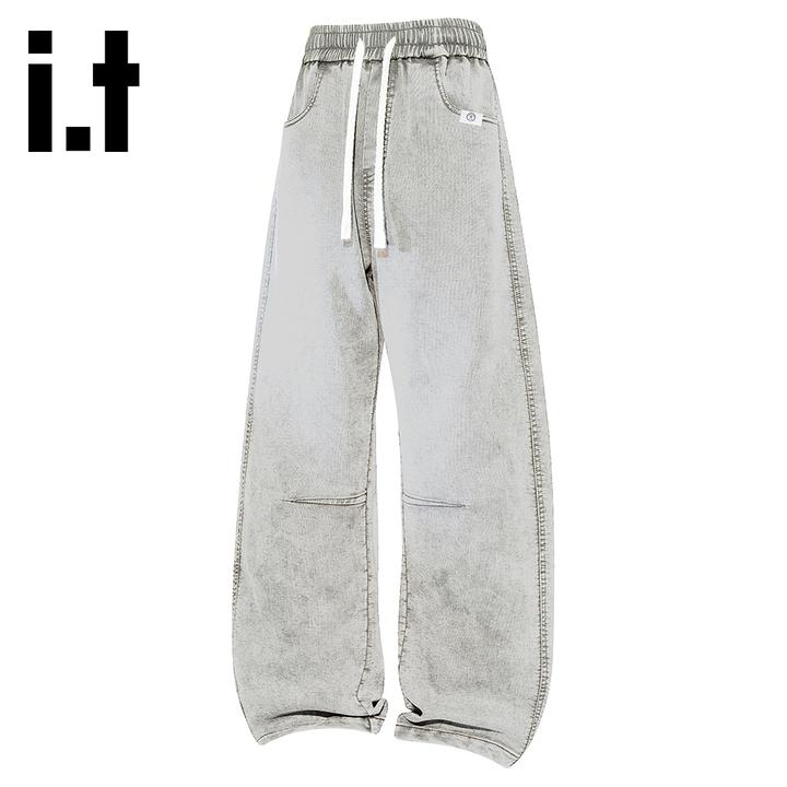 it:CHOCOOLATE美式高街休闲阔腿裤男士秋冬新款褶皱拼接设计长裤