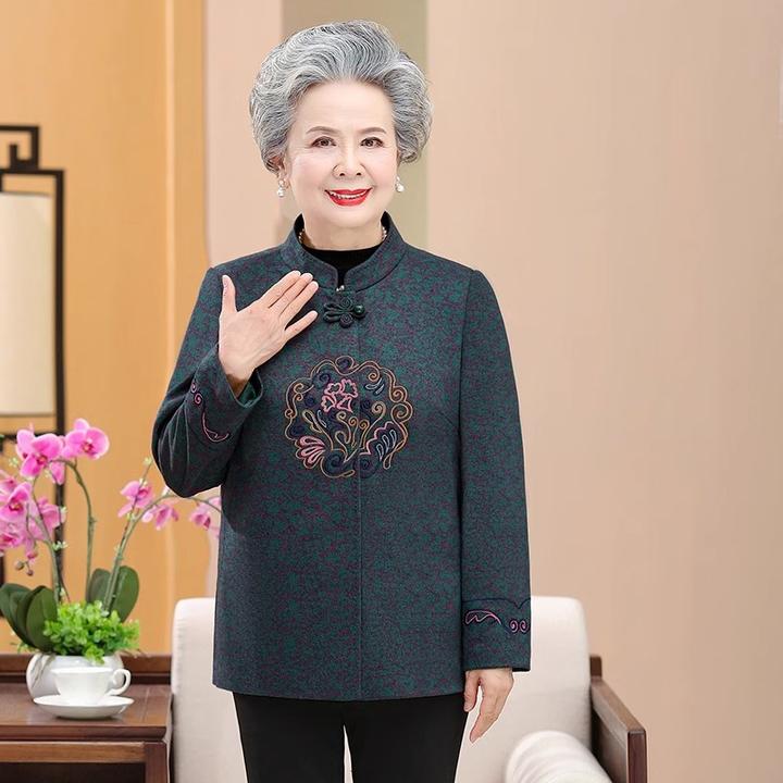 中老年人女装春秋外套中式妈妈唐装上衣奶奶装70岁80老太太衣服