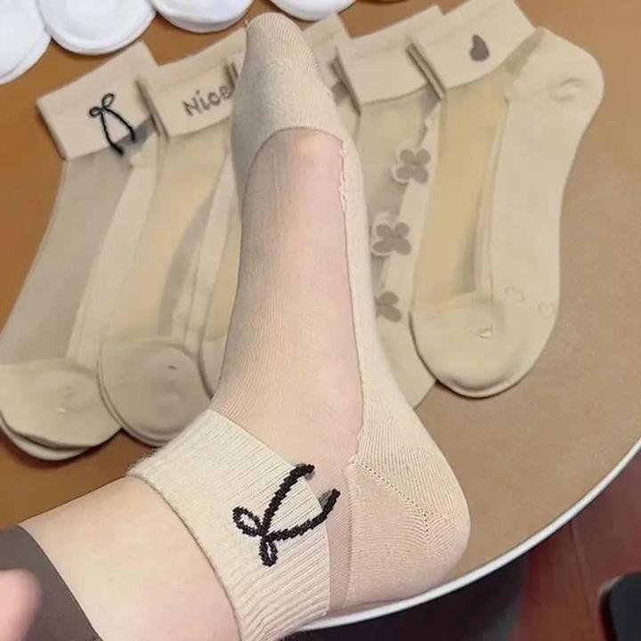 女士水晶丝袜春夏季薄款浅口百搭夏天吸汗透气玻璃丝短袜c