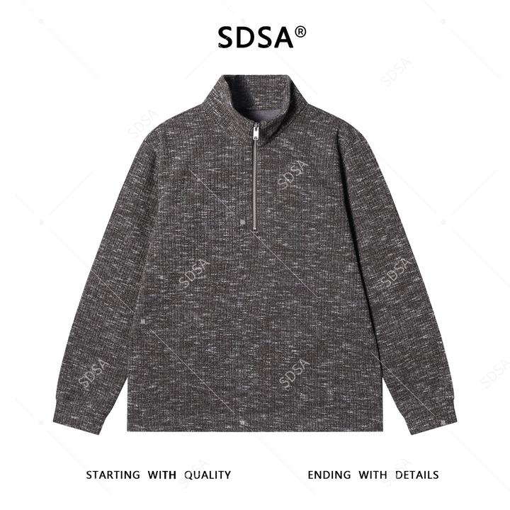 SDSA男士秋冬新款痞帅男装潮牌高街半拉链立领针织卫衣时尚上衣