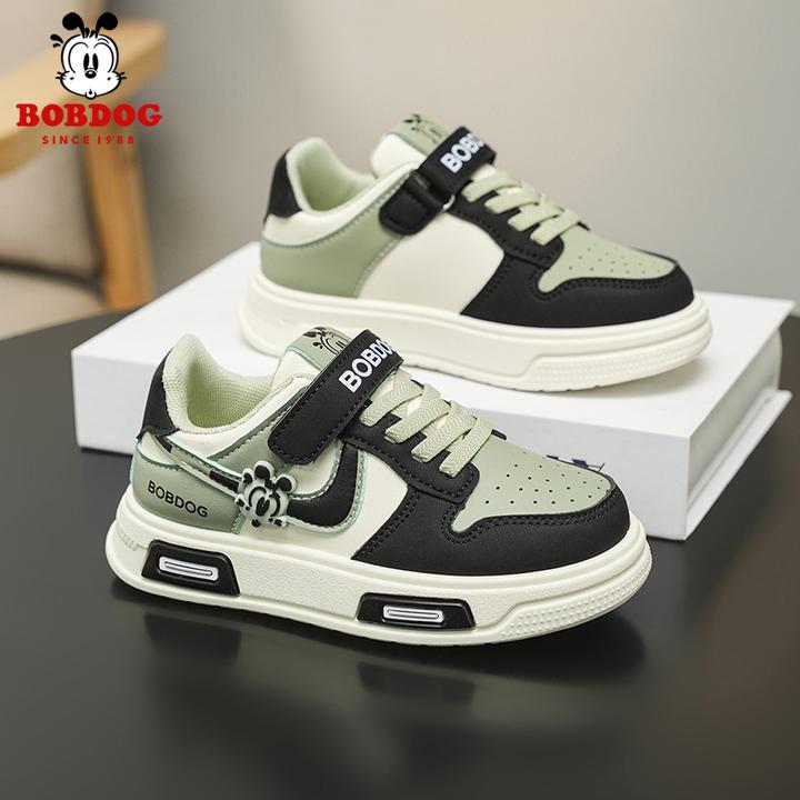 巴布豆男童鞋皮面女童儿童板鞋秋季运动鞋男孩防滑耐磨鞋子6-12岁