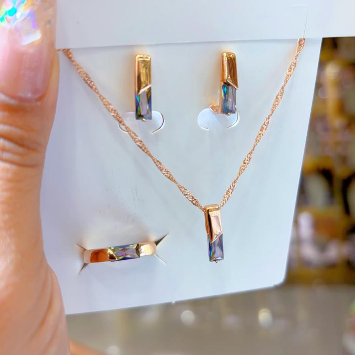 钛钢项链 时尚爆款玫瑰金款585套装505-25-1百搭复古素款精美