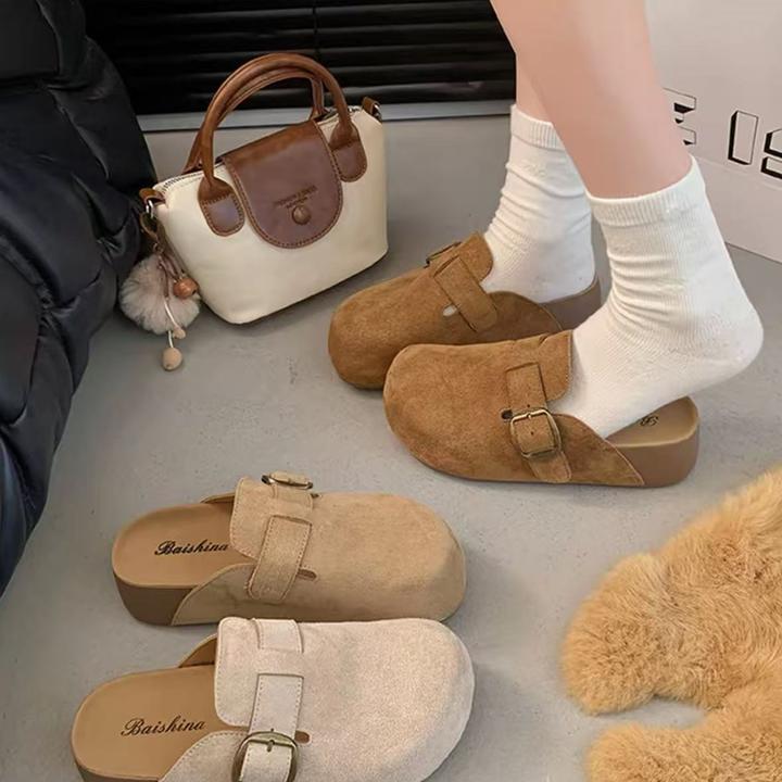 【品牌ty】5cm厚底包头拖女增高一脚蹬女2025秋季外穿博肯半拖638