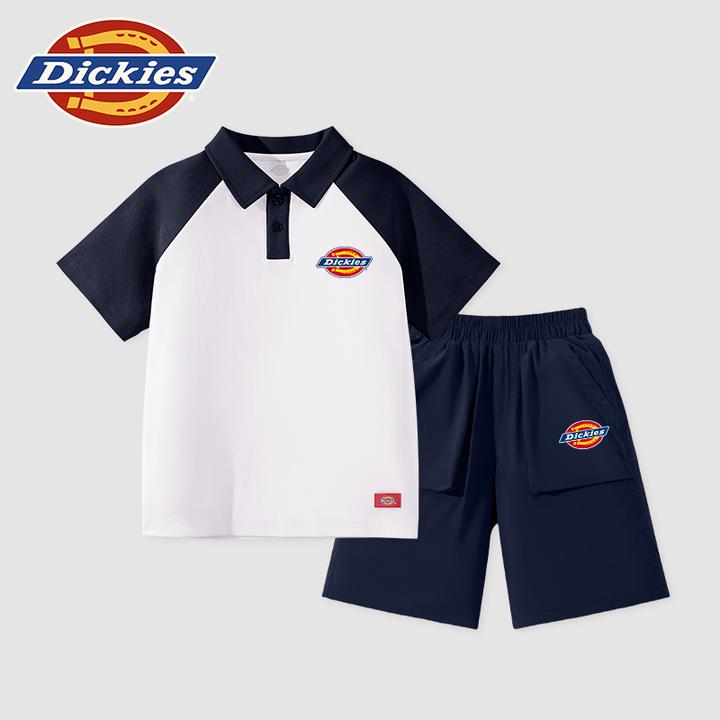Dickies童装男童夏季套装小童撞色polo衫两件套男孩时尚学院夏装