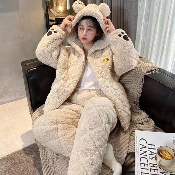 【2025新款】睡衣女加厚夹棉绒冬季保暖睡衣男家居服套装可外穿