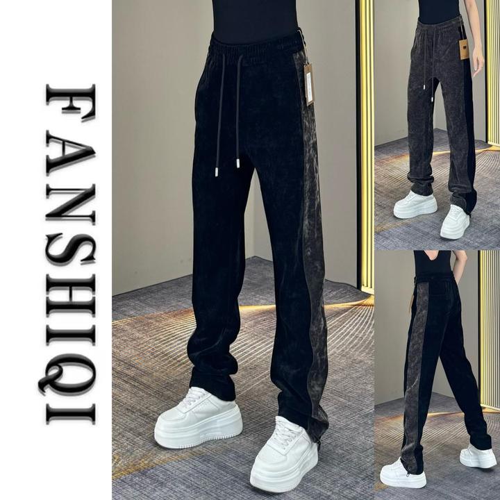 【凡仕奇】秋季新款男士雪尼尔拼色休闲裤显瘦百搭亲肤时尚长裤6726