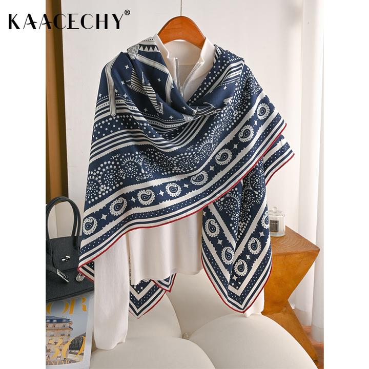 经典百搭围巾女款爆款2025新款骏马图真丝羊毛保暖披肩送礼礼盒装