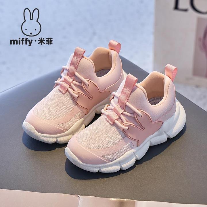 Miffy米菲秋季新款6岁女童一脚蹬软底运动鞋学生透气网面跑步鞋潮