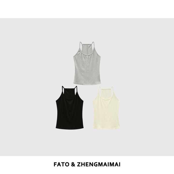 fattonny郑买买【奥利奥松露】夏季款百搭显瘦细肩带背心XM50302B1