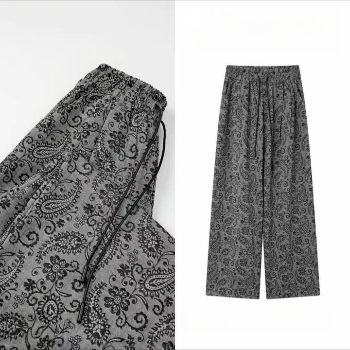 【KOBO】X49883复古腰果花刺绣直筒裤通勤百搭休闲裤