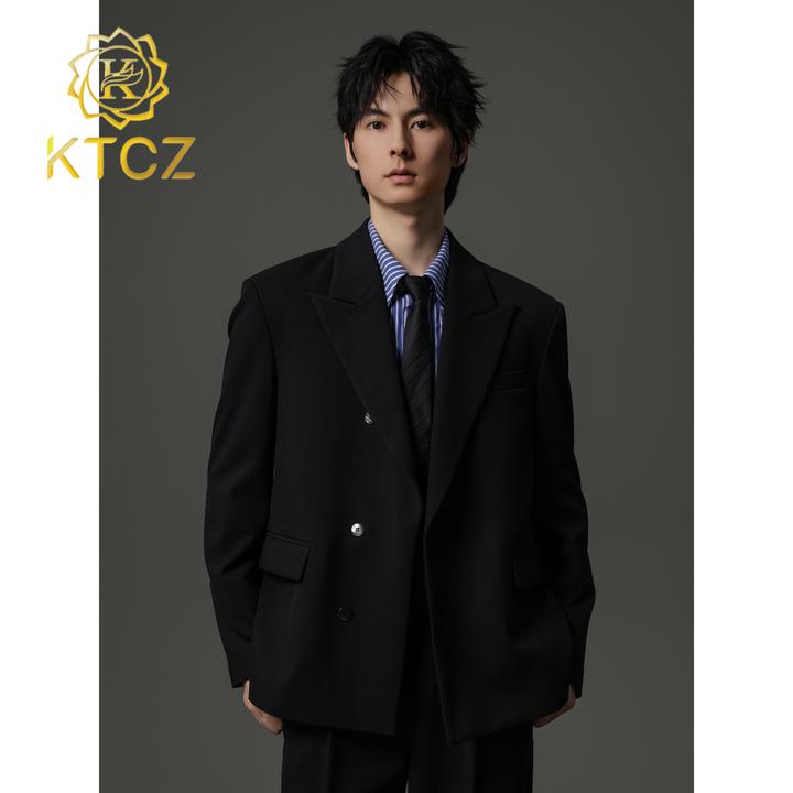 KTCZ简约戗驳领时尚休闲西服外套男合体微宽松版西装帅气男士单西