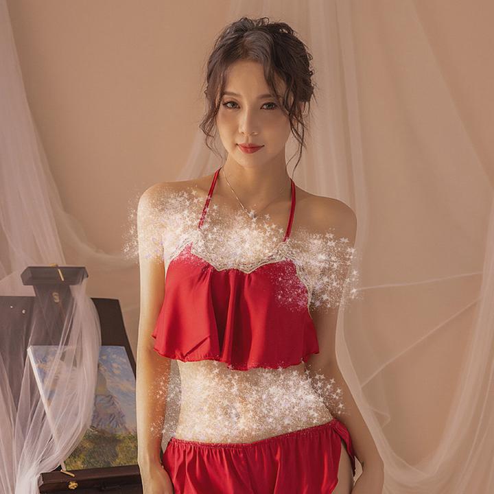 归期（80-150斤）大码女士两件套缎面睡裙1357