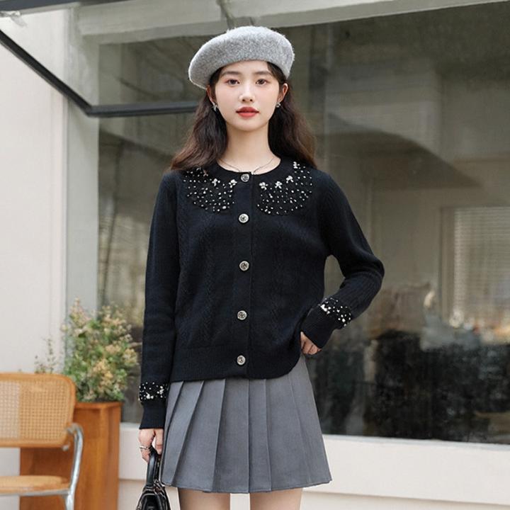 奢姿大码女装2025冬季减龄坑条钉珠圆领针织衫胖妹妹时尚百搭上衣