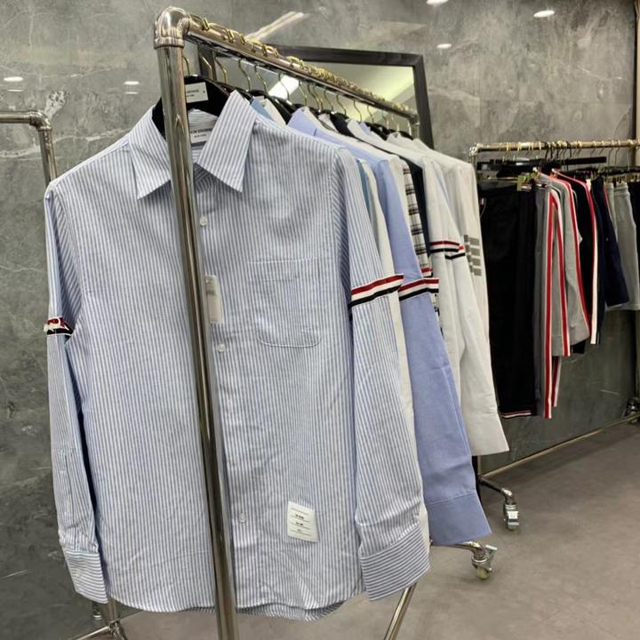 工厂直营正确高版本TB衬衫男女同款春秋薄款外套休闲男生衣服短袖