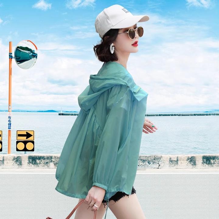 2025新款时尚休闲夏季薄款长袖外套女冰丝透气宽松外穿炫彩防晒衣