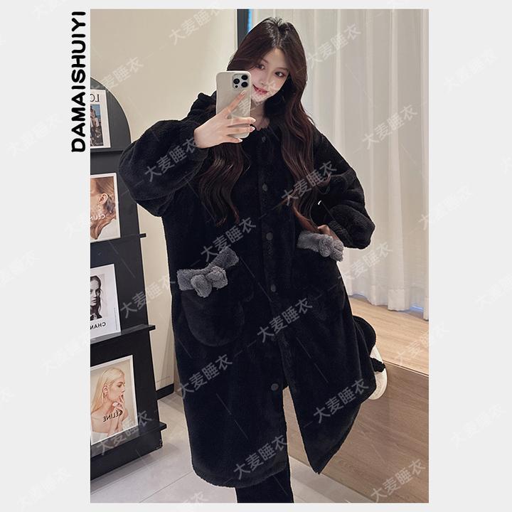 摇粒绒加绒加厚保暖睡衣女2025秋冬款甜美休闲风可外穿家居服套装