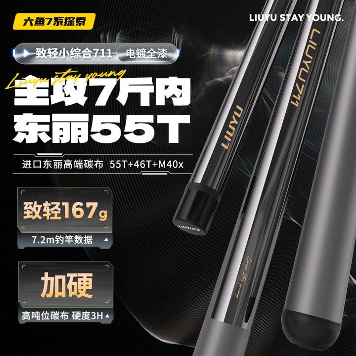 六鱼钓竿711轻量小综合钓竿碳素超轻超硬鲫鱼竿7.2米鱼竿手竿渔具