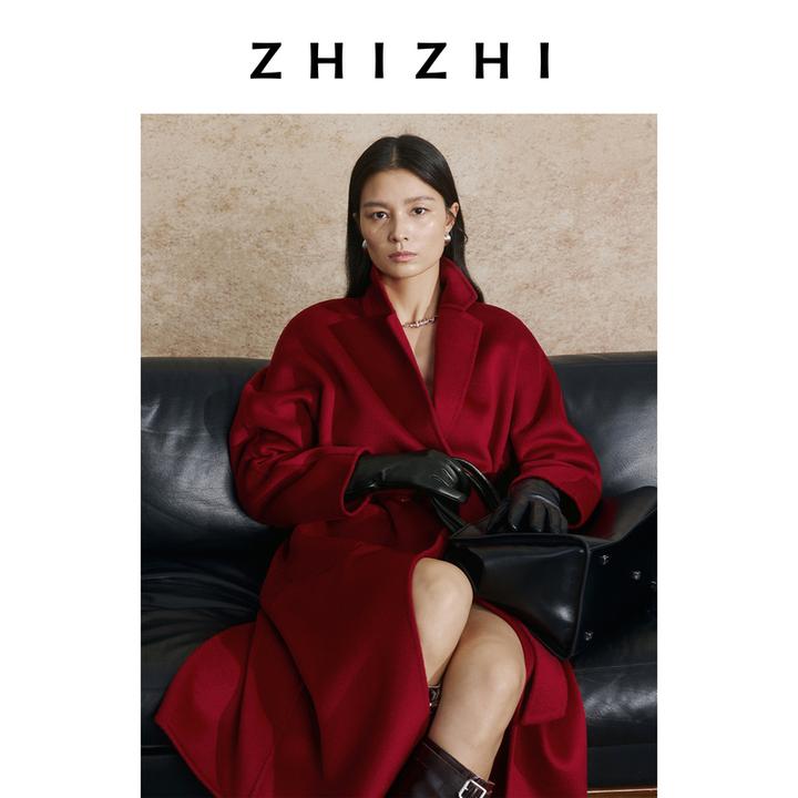 致知 昼夜乐 全羊毛经典平驳领长款毛呢大衣25年秋季ZZ2EAWW1040