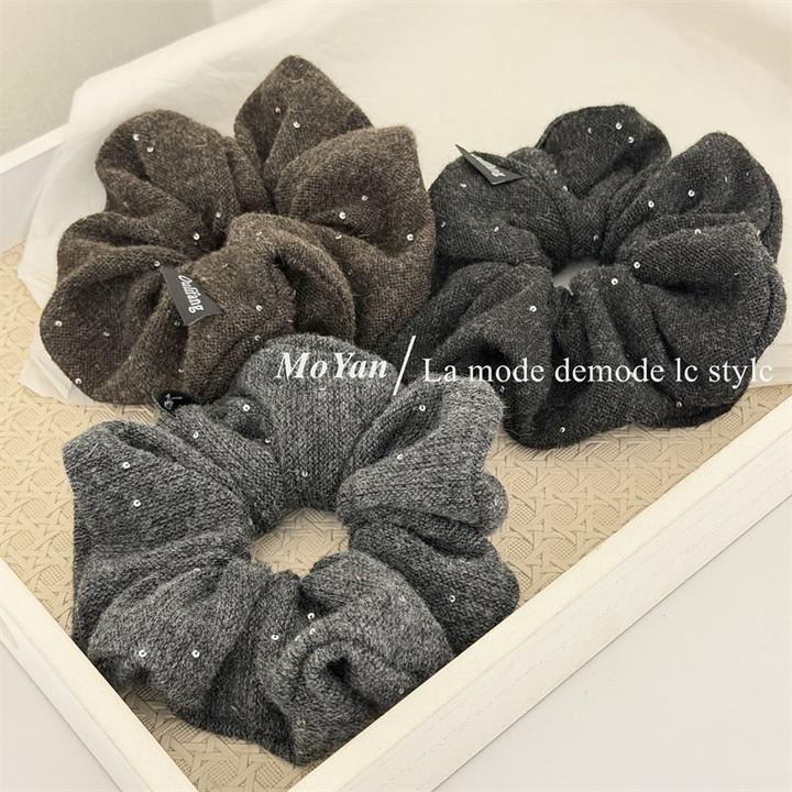 韩版亮片针织大肠发圈女高级感简约发绳盘发头绳气质马尾皮筋头花