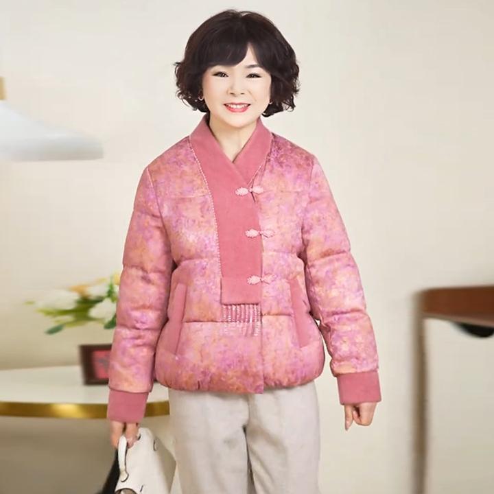 2025冬季新款新中式翻领羽绒服中老年妈妈装气质加厚保暖百搭外套