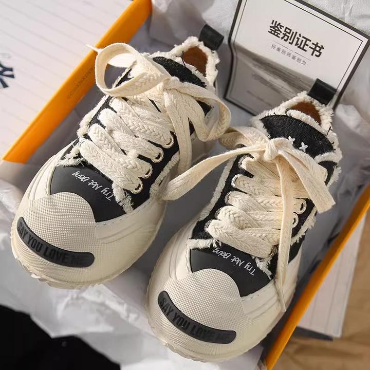 【PVKB正品】开口笑帆布鞋男女冬厚底增高旗舰店正品棉花糖大头笑脸