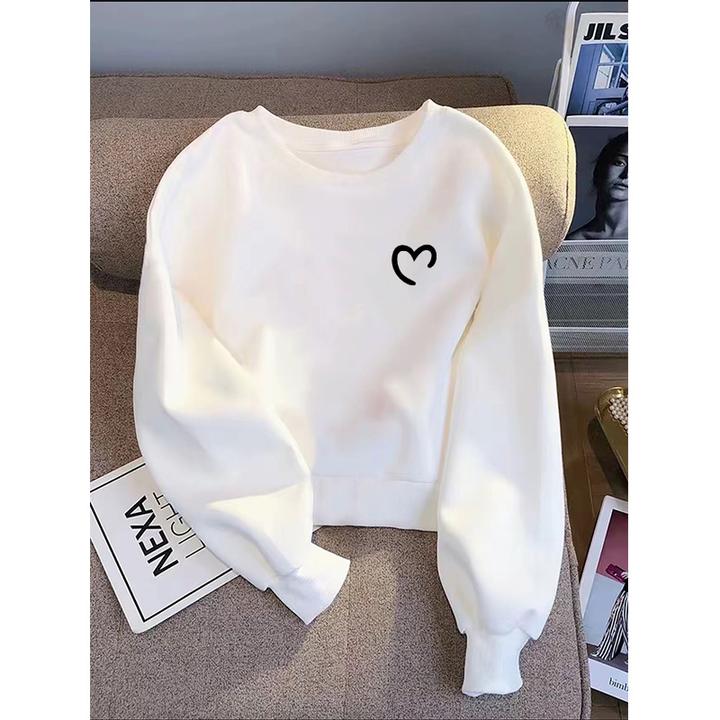 2025秋冬新款设计感小众圆领短款卫衣女宽松高腰小个子加绒上衣潮