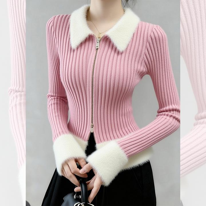 毛衣女款2025新款巨好看独特别致法式时髦洋气穿搭粉色针织上衣女