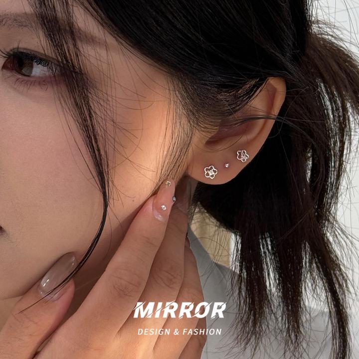 小麋人 足银耳饰 CE9409耳钉女小山茶花耳环耳饰小众闺蜜礼物爆款