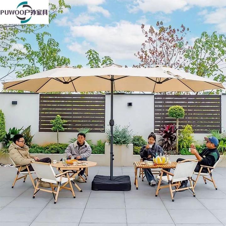 【疆藏包邮】户外遮阳伞三头伞露台别墅花园中柱庭院露营摆摊太阳伞