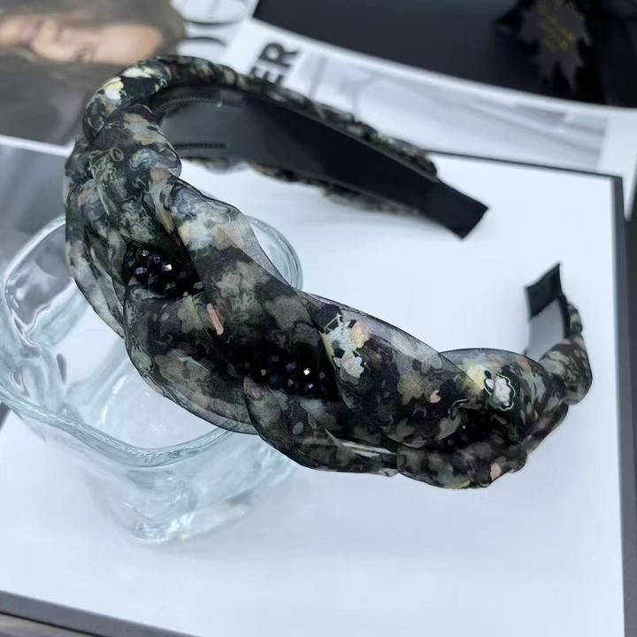 时尚轻奢气质百搭编织韩版宽边发箍复古彩色网纱夏季带齿头箍发饰