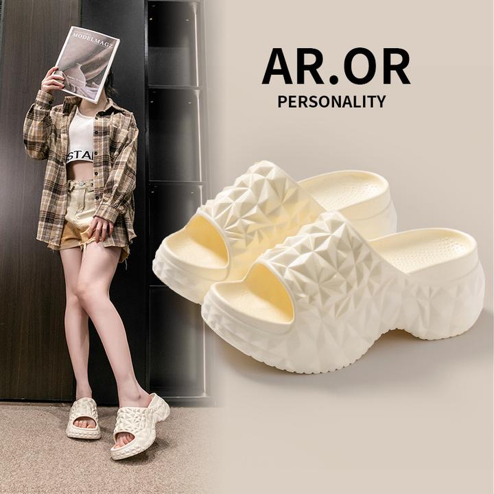 新款显腿长榴莲高跟eva凉拖女夏季外穿厚底增高一字拖耐磨透气拖