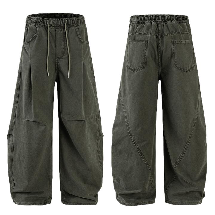 LIGGICC秋季美式复古纯棉宽松直筒工装裤男baggy版弯刀阔腿休闲裤