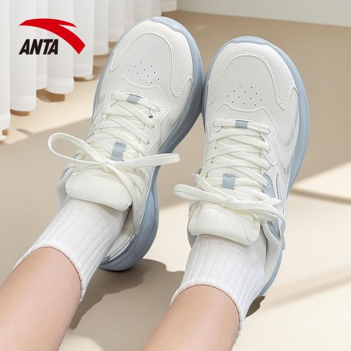 安踏飞驰皮面跑鞋2025秋季正品上新网面透气休闲鞋潮流舒适运动鞋