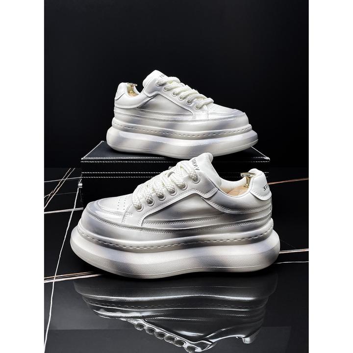 软底小白鞋男款2025夏冬季新款面包鞋厚底增高板鞋复古休闲鞋潮鞋