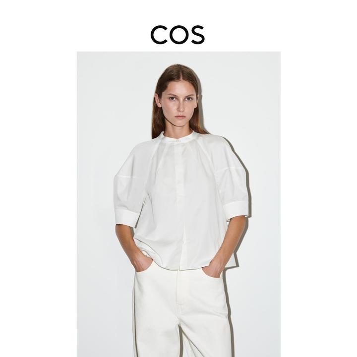 COS女装 标准版型泡泡袖衬衫白色2025秋季新品1267084003