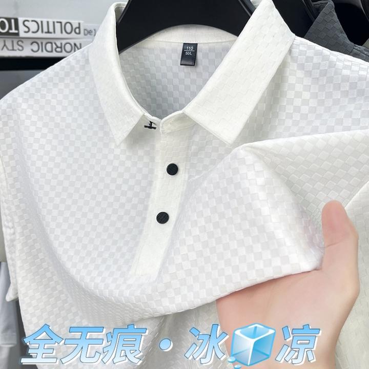 Polo衫男装2025年夏季夏季格子