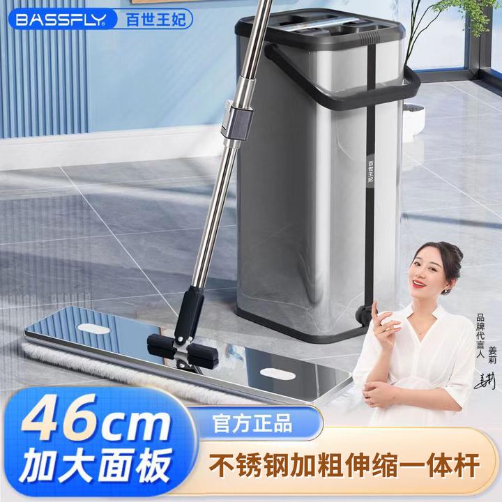 百世王妃干湿两用免手洗平板拖把擦地吸水大号加粗加厚平拖