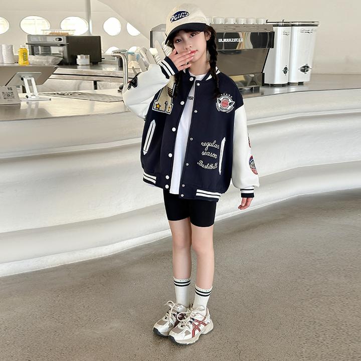2025年春季新款儿童网红棒球服洋气百搭中大女童外套韩系潮流运动